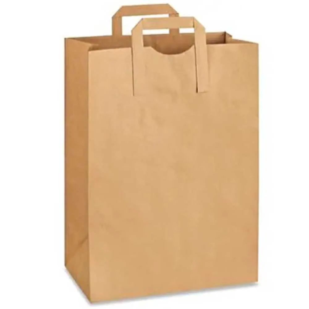 12'' x 7'' x 12'' Kraft Flat Handle Bags 250/case