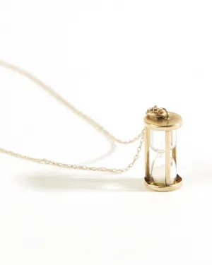 14k Gold Sand Glass Charm Pendant