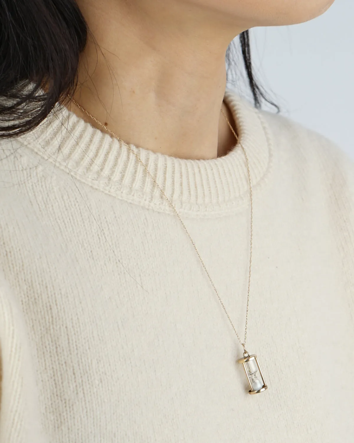 14k Gold Sand Glass Charm Pendant