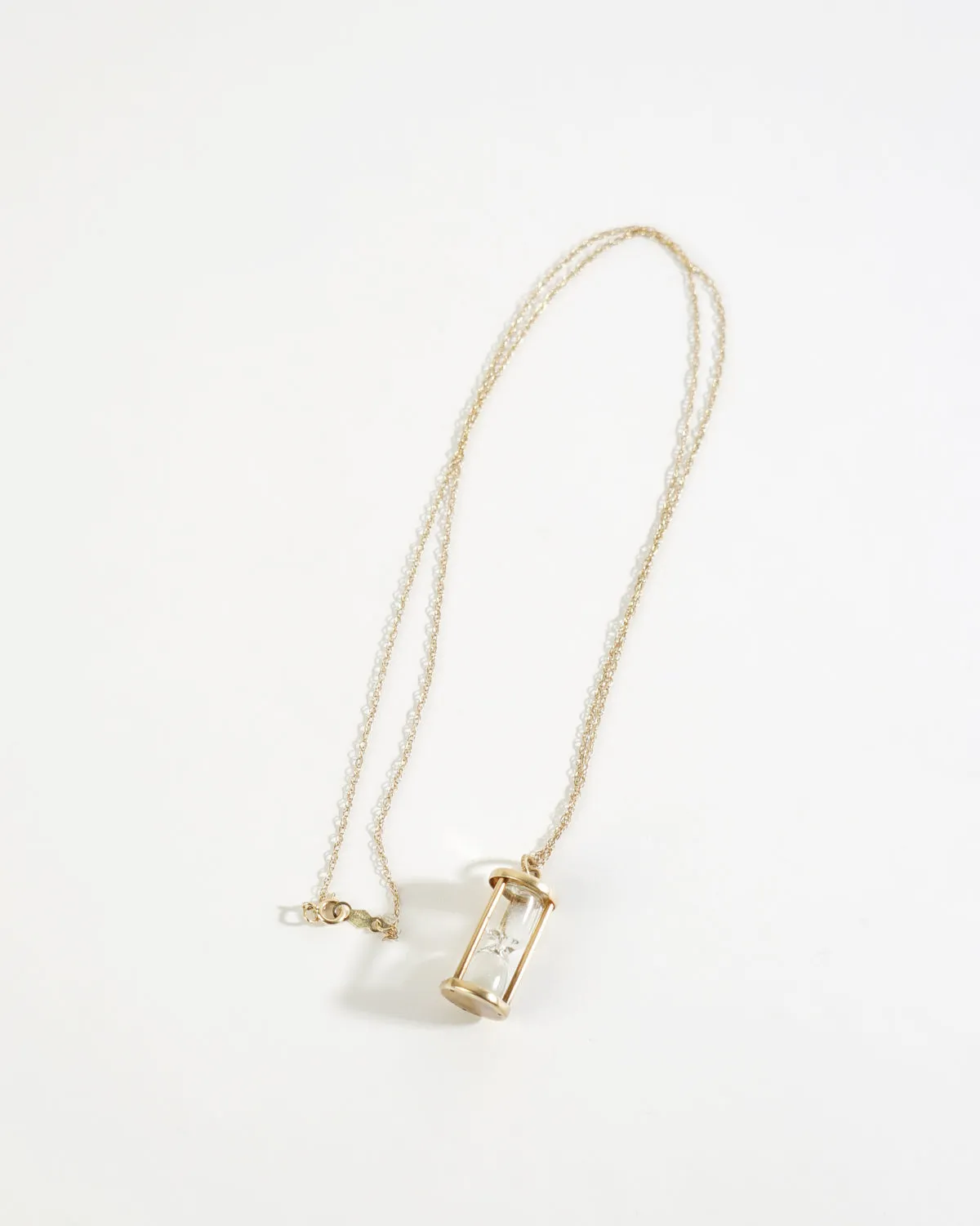 14k Gold Sand Glass Charm Pendant