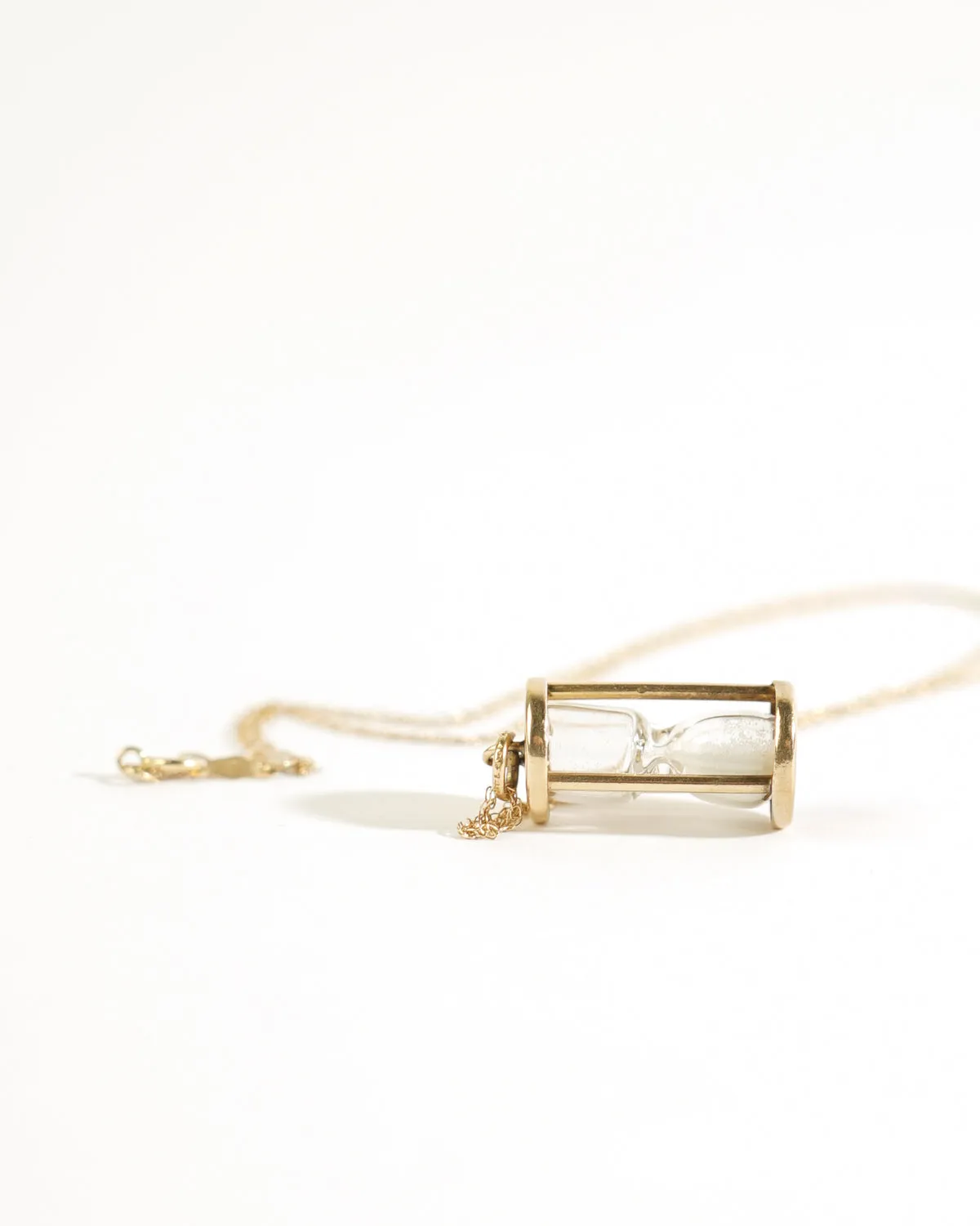 14k Gold Sand Glass Charm Pendant
