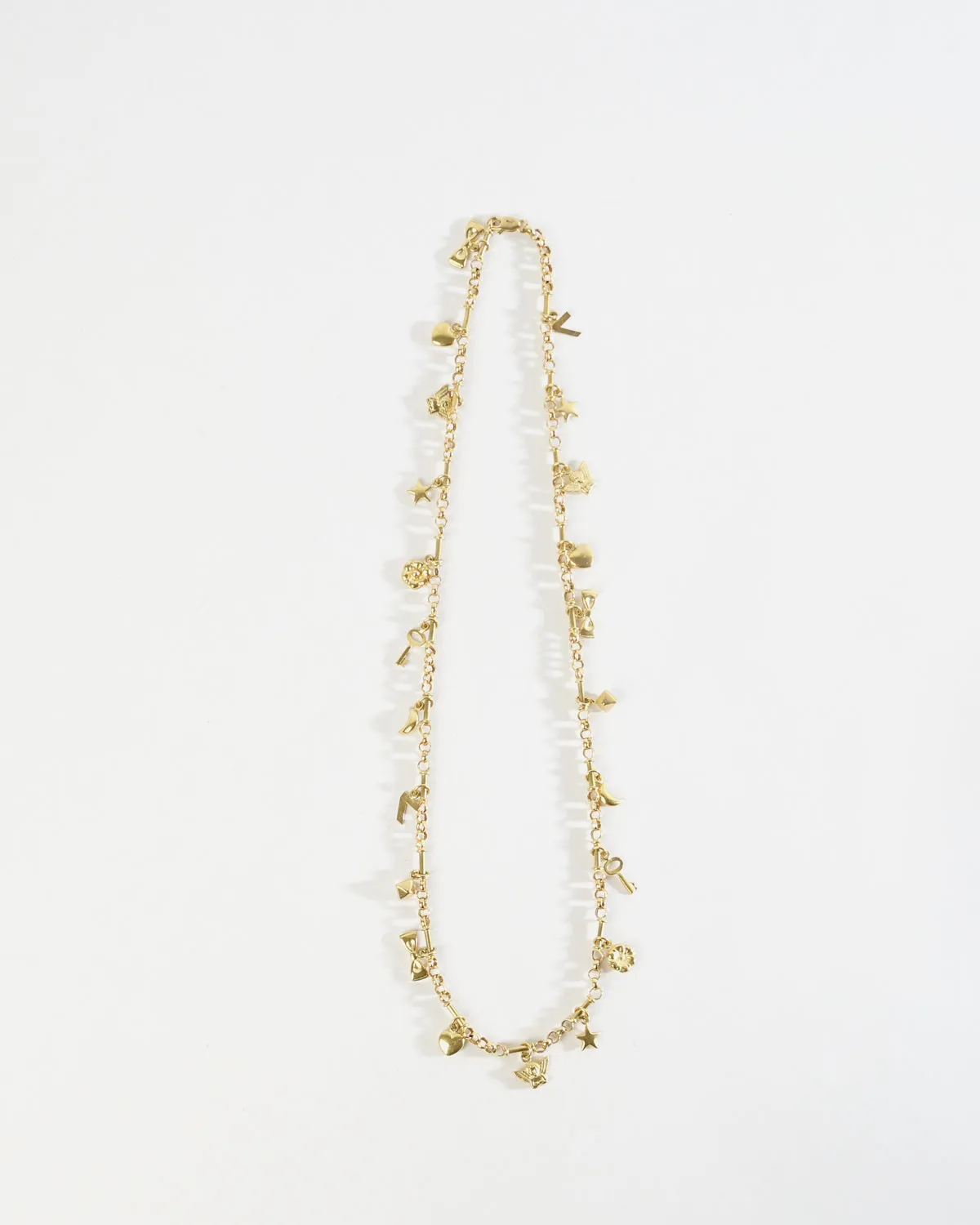 18k Gold Chain Necklace w/ Charms