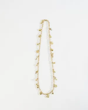 18k Gold Chain Necklace w/ Charms