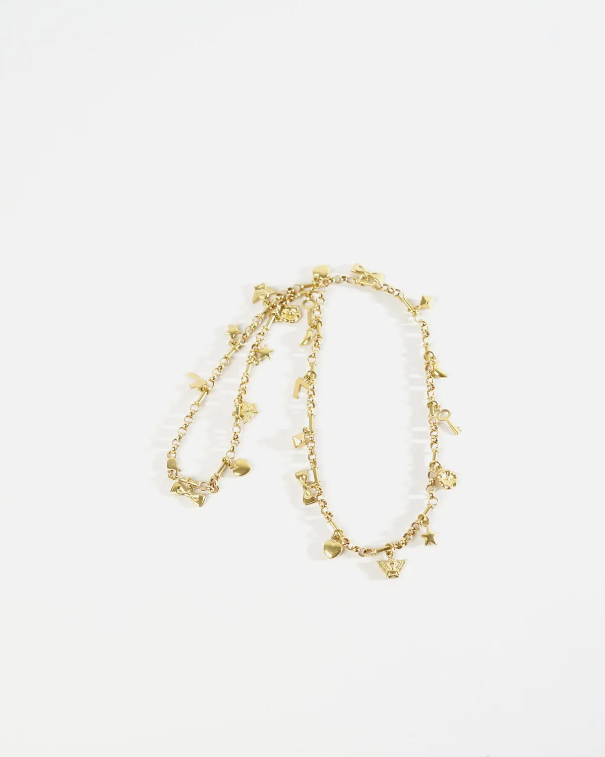 18k Gold Chain Necklace w/ Charms