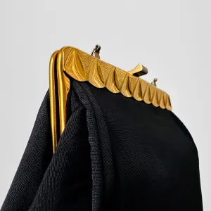 1960s Black and Gold Scalloped Edge Made in Canada Evening Purse