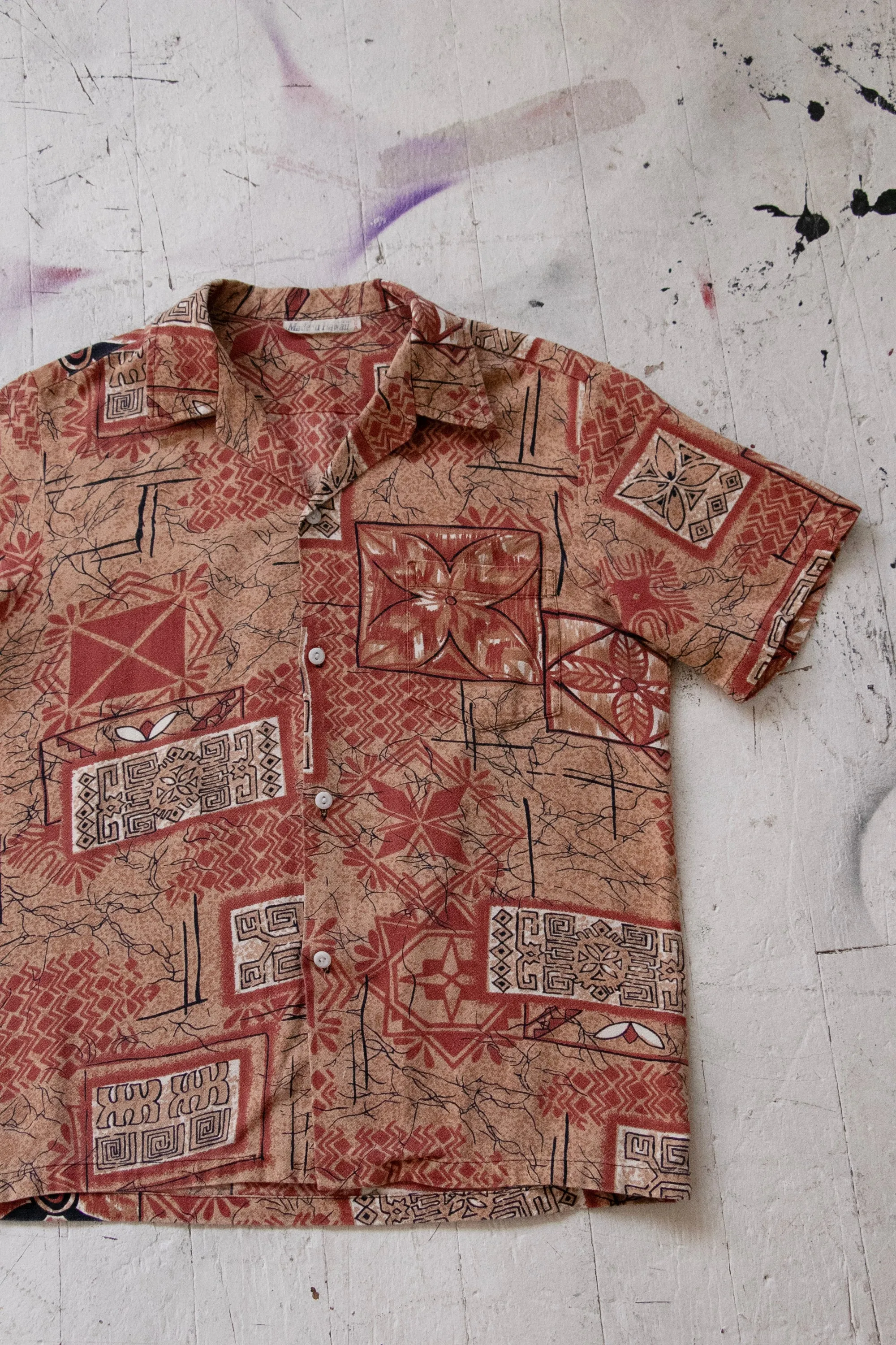1970s Hawaiian Shirt Cotton Men's M