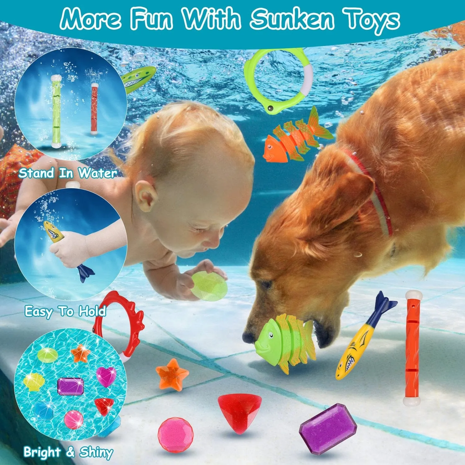 24-Pieces: Diving Toys Swimming Pool for Aged 3  Years Old