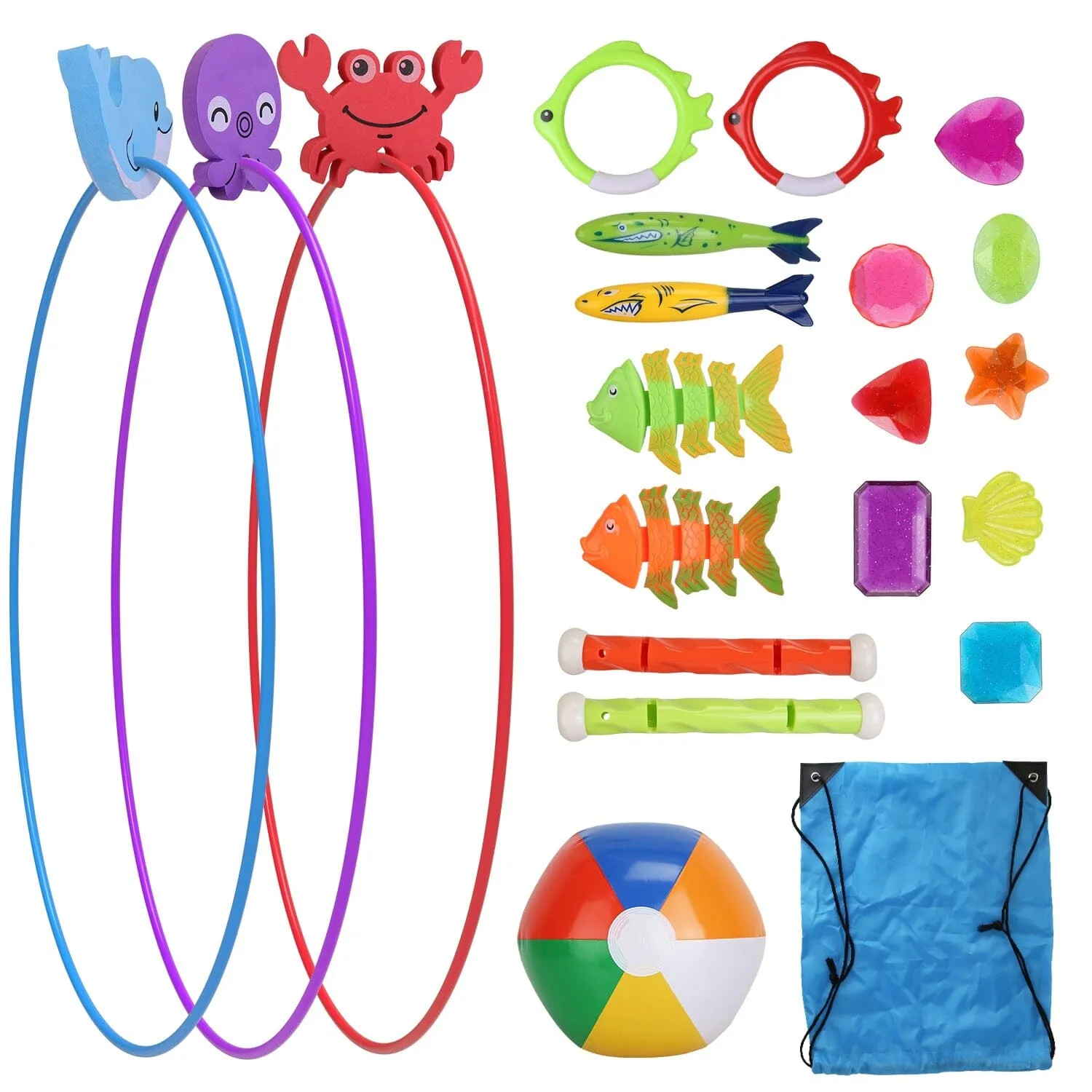 24-Pieces: Diving Toys Swimming Pool for Aged 3  Years Old