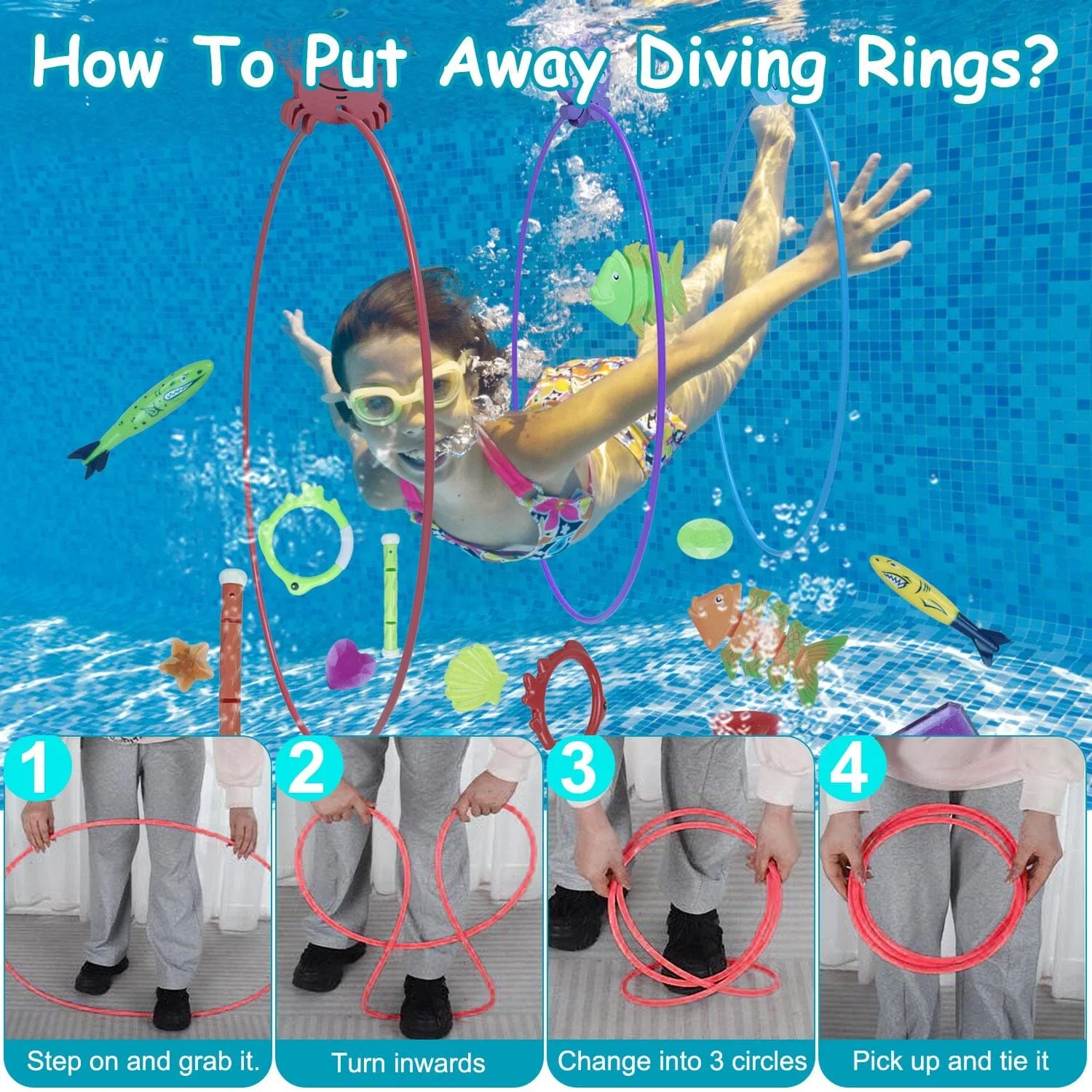 24-Pieces: Diving Toys Swimming Pool for Aged 3  Years Old
