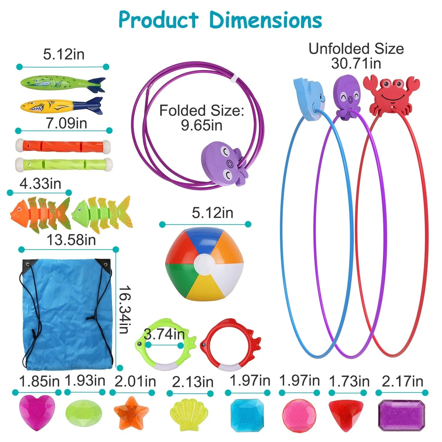 24-Pieces: Diving Toys Swimming Pool for Aged 3  Years Old