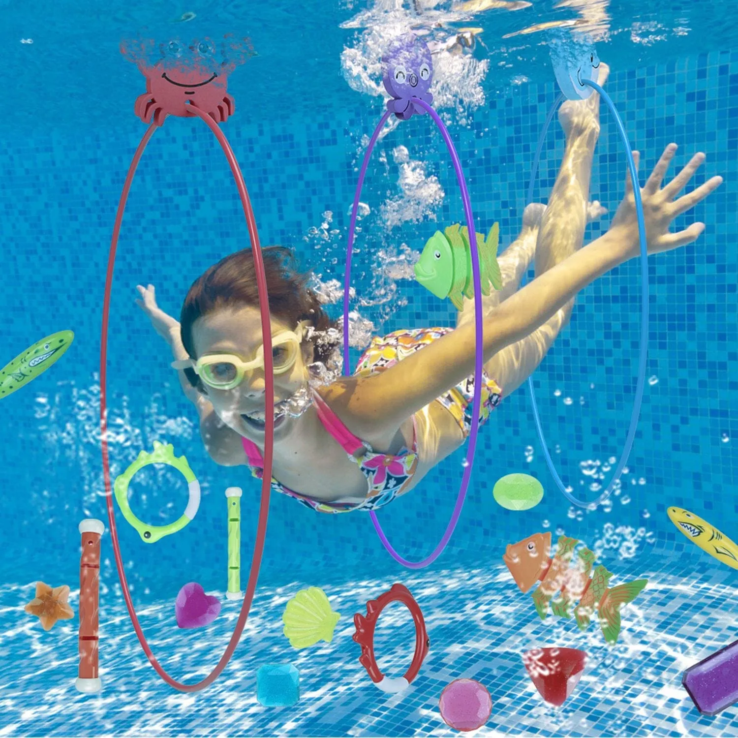 24-Pieces: Diving Toys Swimming Pool for Aged 3  Years Old