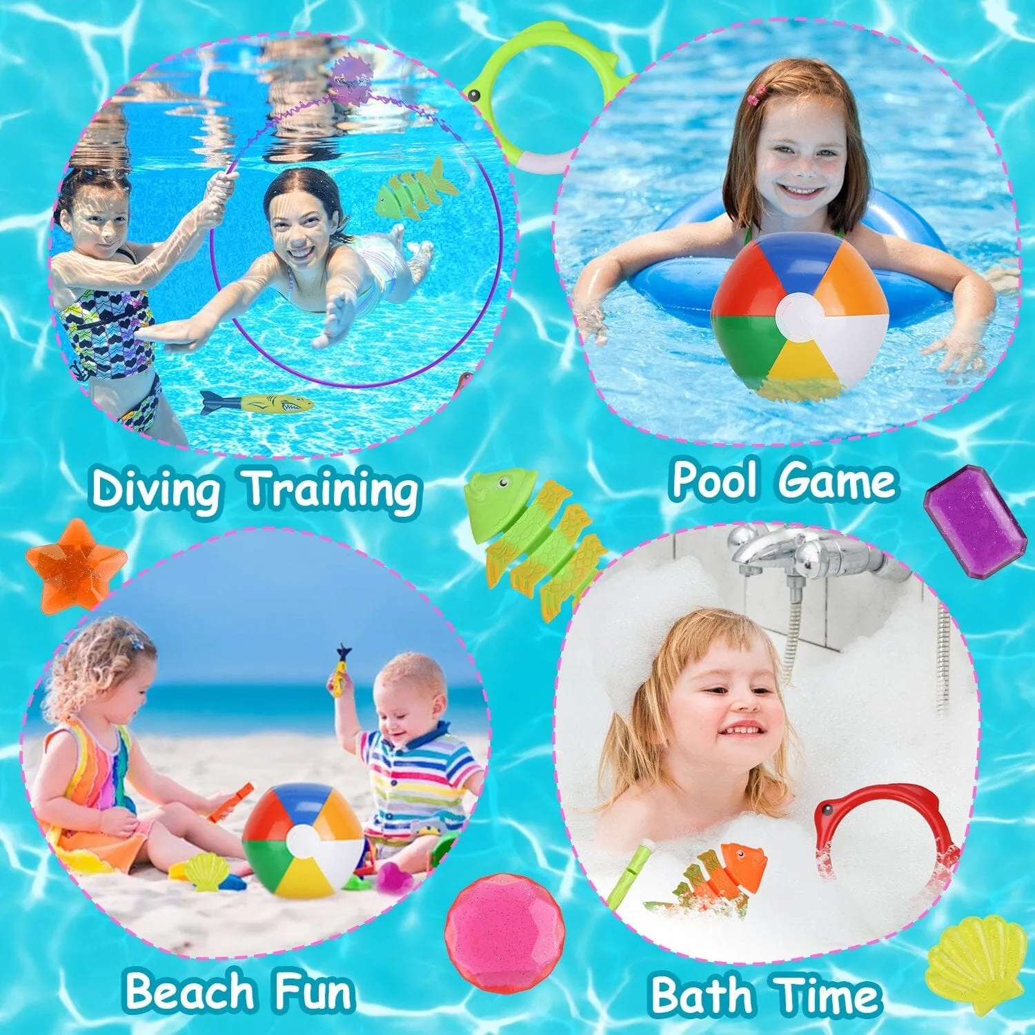 24-Pieces: Diving Toys Swimming Pool for Aged 3  Years Old