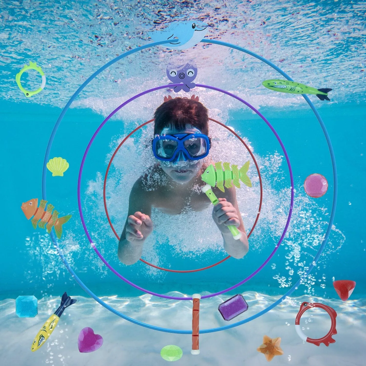 24-Pieces: Diving Toys Swimming Pool for Aged 3  Years Old