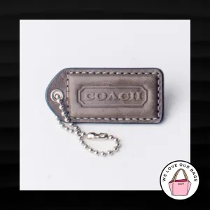 2" Medium COACH GRAY GREY LEATHER KEY FOB BAG CHARM KEYCHAIN HANGTAG TAG