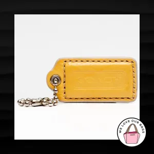2" Medium COACH YELLOW SILVER LEATHER KEY FOB BAG CHARM KEYCHAIN HANGTAG TAG