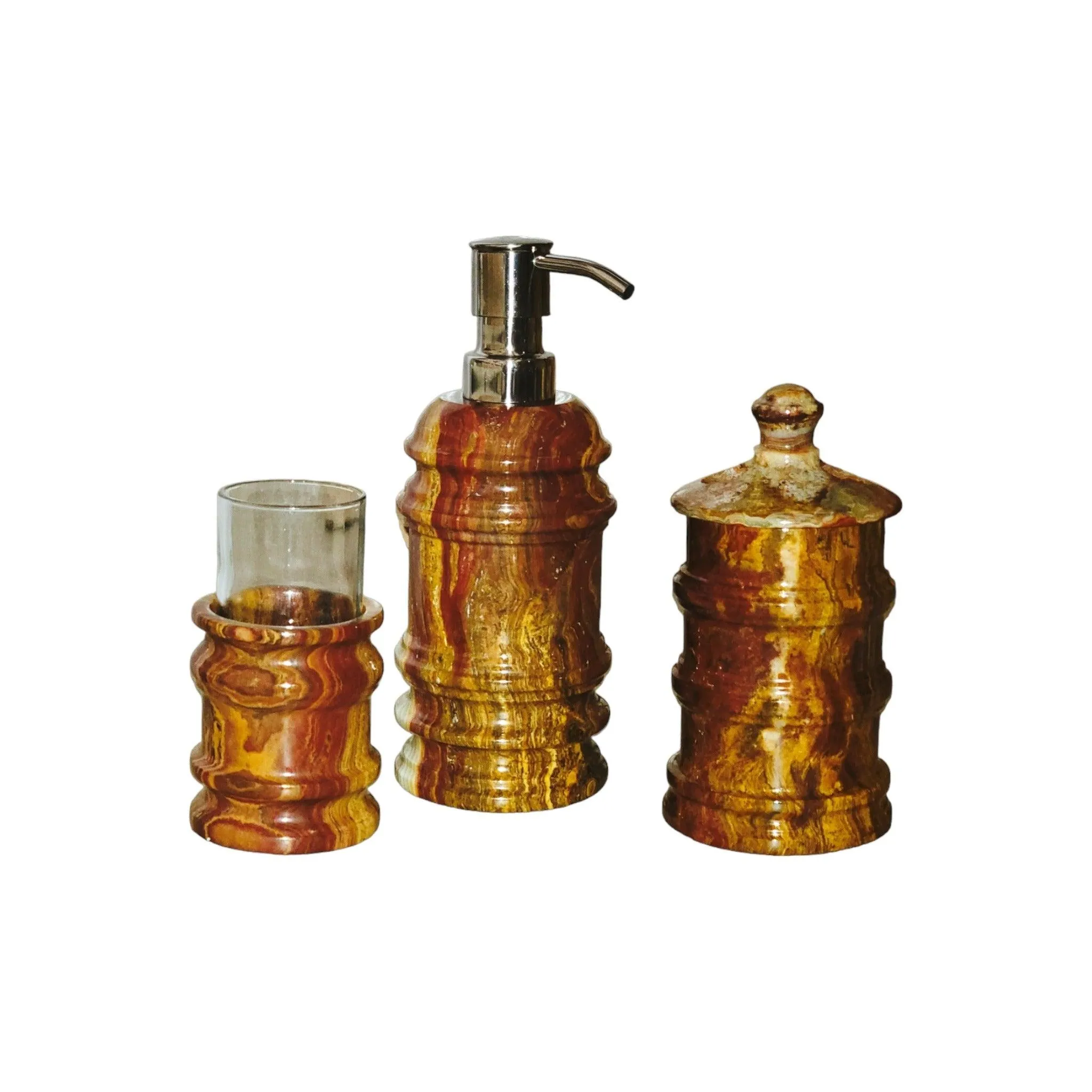 3 Piece Bathroom Set - Multi-Brown Onyx