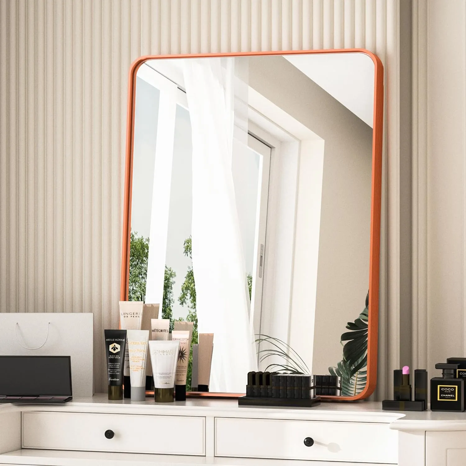 36" x 30" PILOCOS Modern Practical Brushed Metal Frame Mirror for Bathroom Vanity
