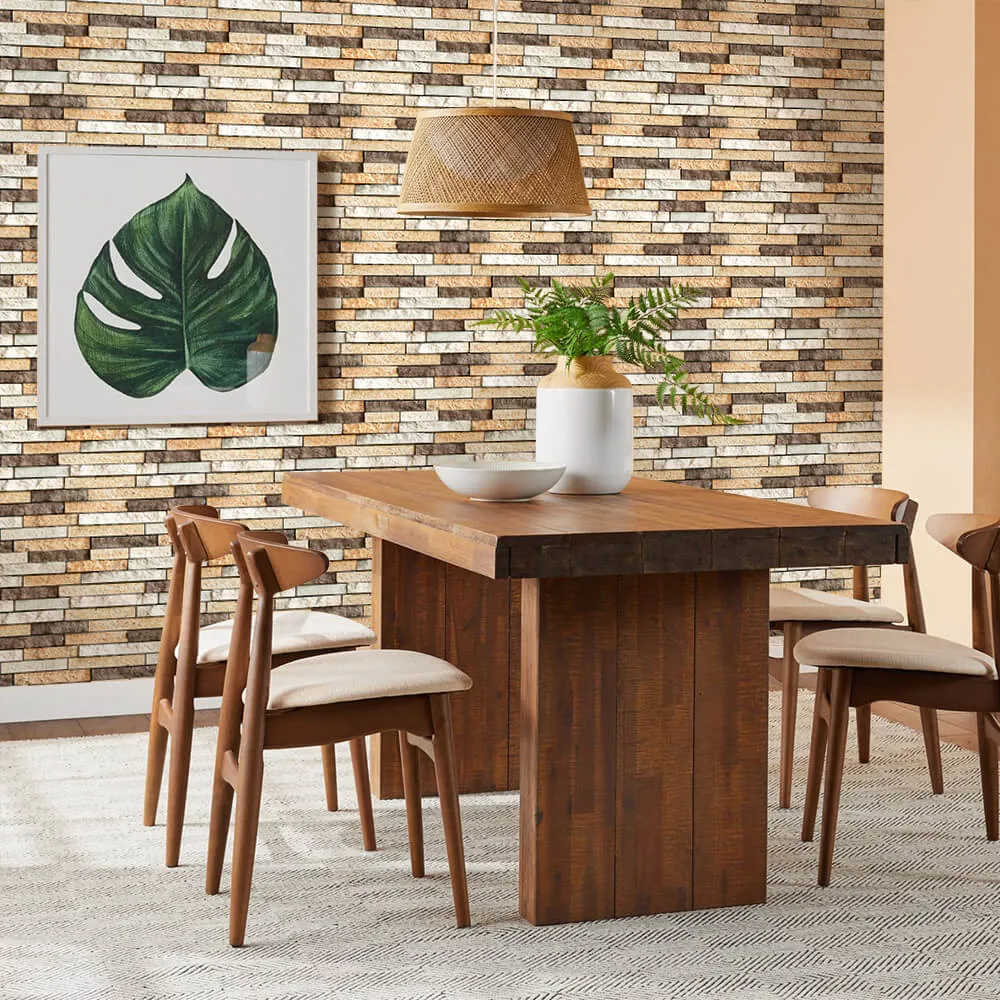 3D Brown Ledge Stone Peel and Stick Wall Tile