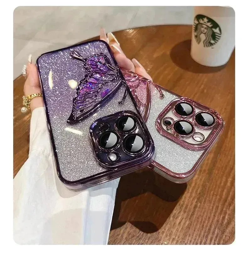 3D Glitter Butterfly Quicksand Case (For iPhone)