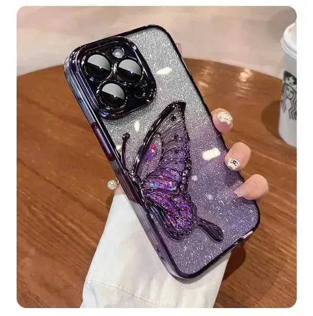3D Glitter Butterfly Quicksand Case (For iPhone)