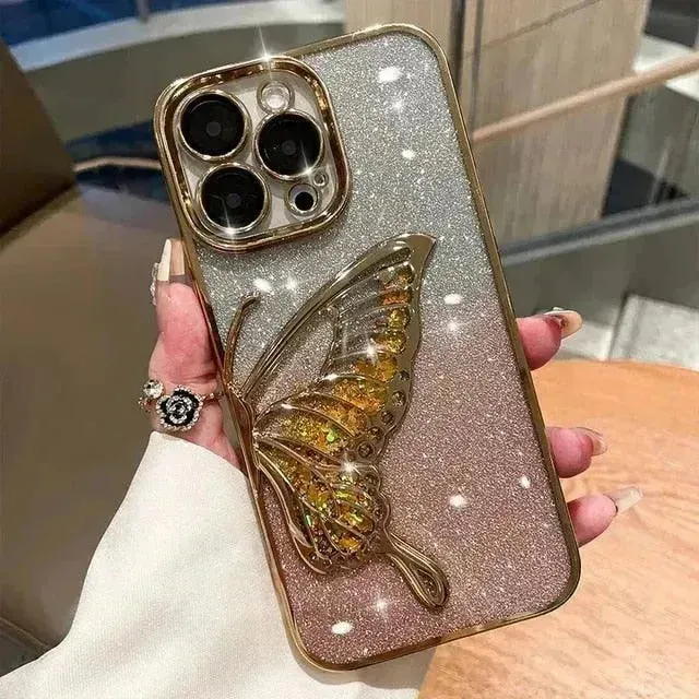 3D Glitter Butterfly Quicksand Case (For iPhone)