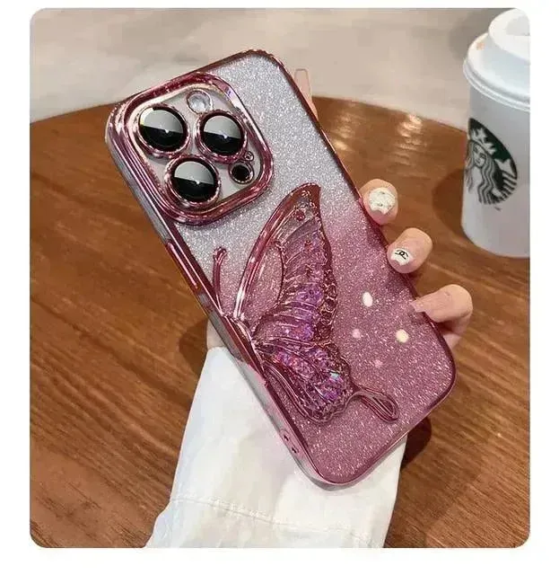 3D Glitter Butterfly Quicksand Case (For iPhone)