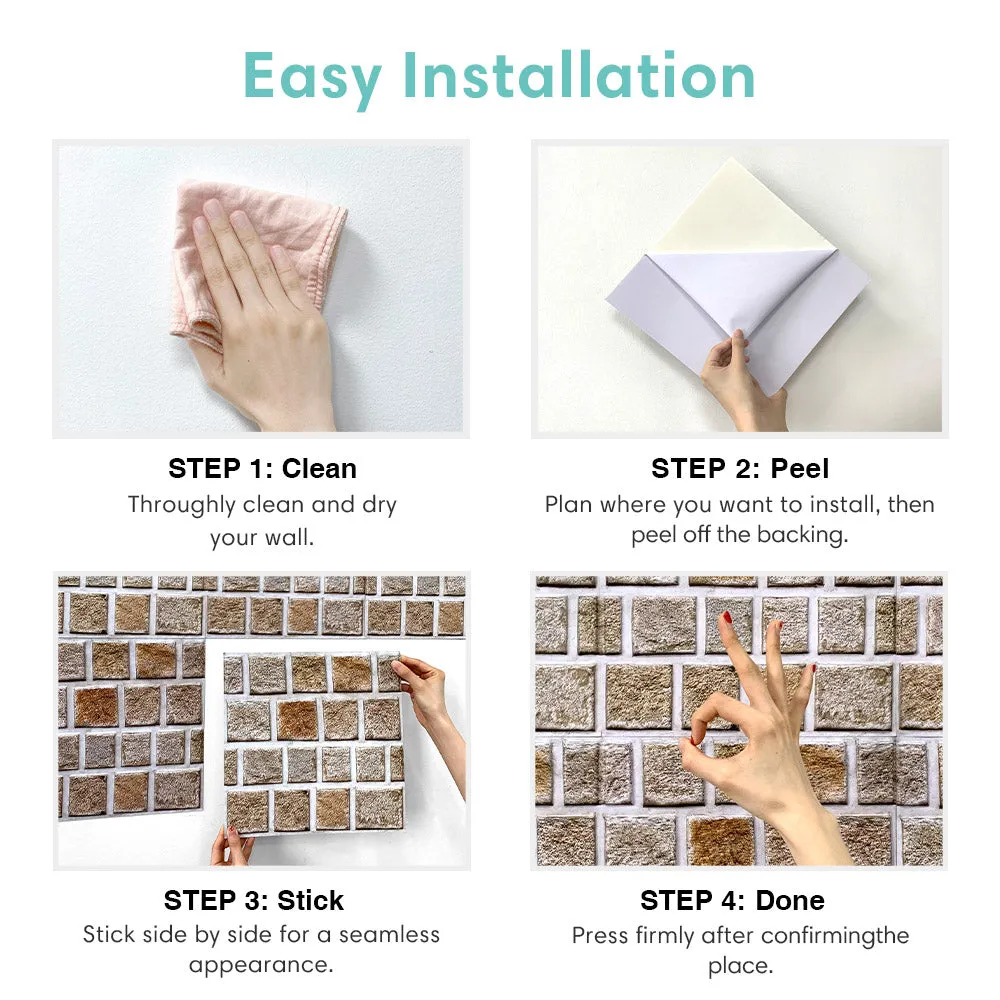 3D Rock Stone Peel and Stick Wall Tile