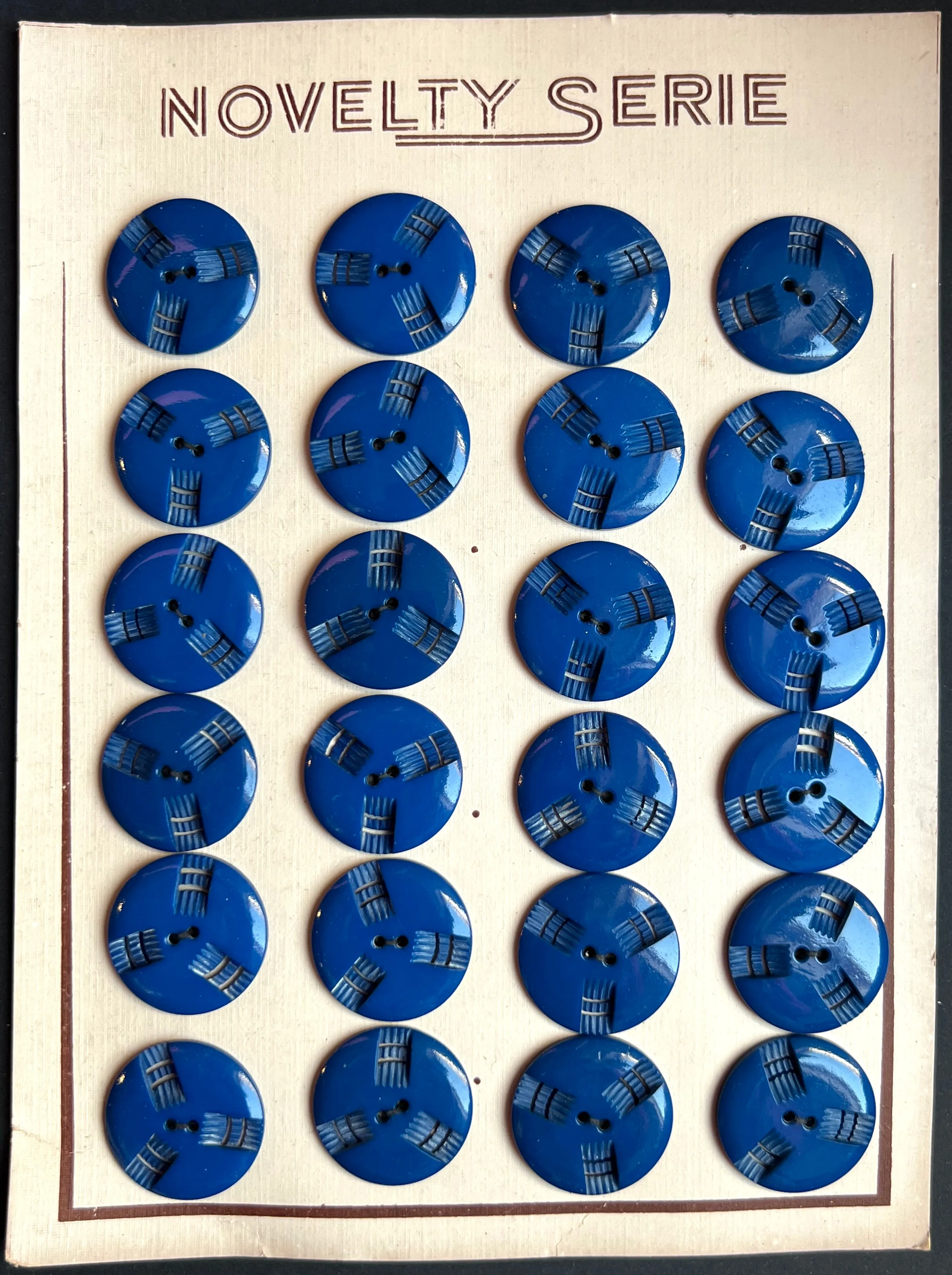 6 or 24 Deco Royal Blue Vintage French  Buttons -2.2cm or  1.7cm wide.