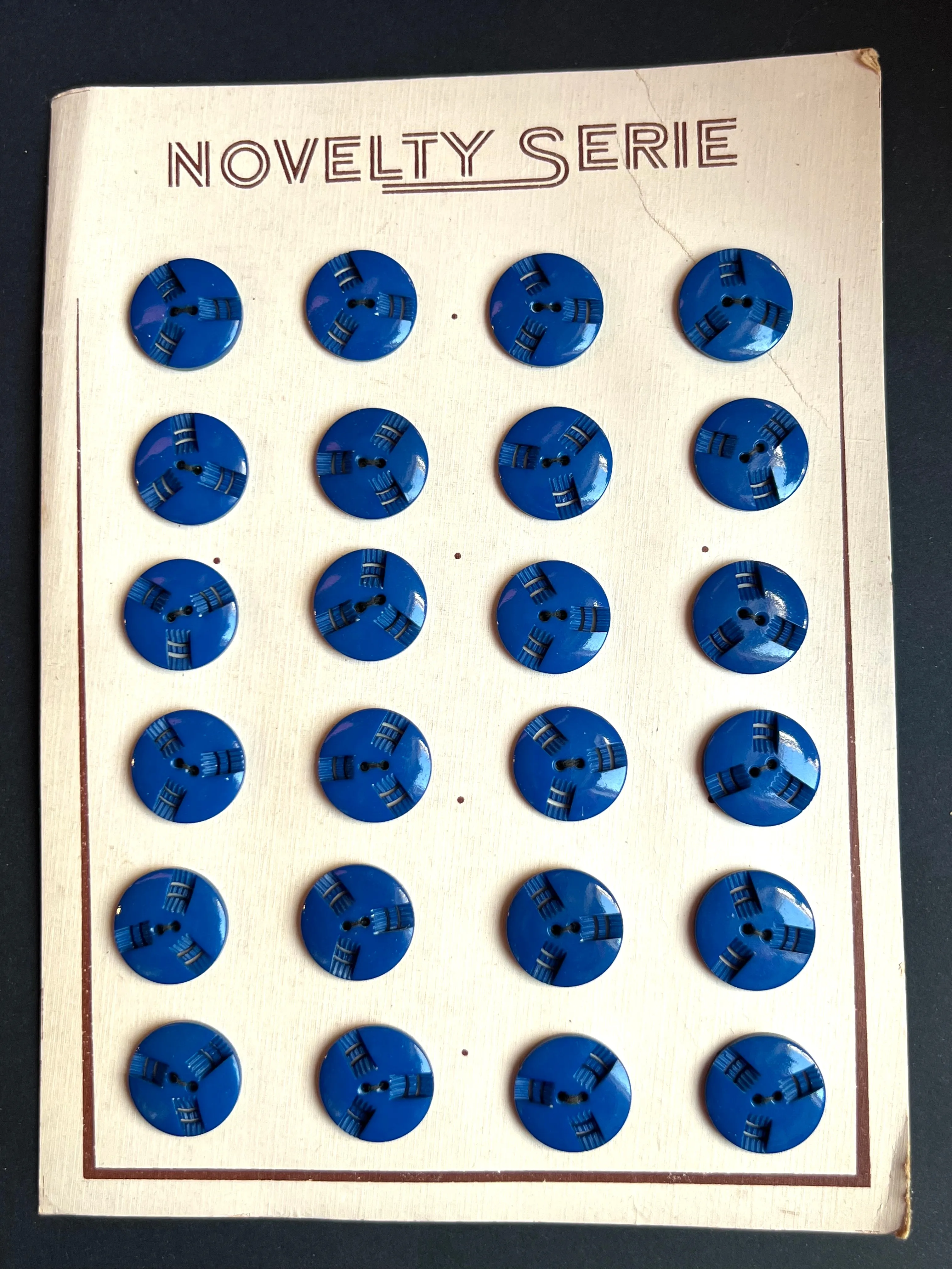 6 or 24 Deco Royal Blue Vintage French  Buttons -2.2cm or  1.7cm wide.