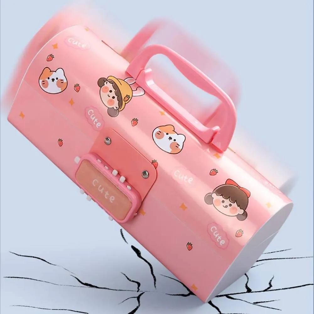 Aara Internationals 3d pink and dino suitcase pencil box