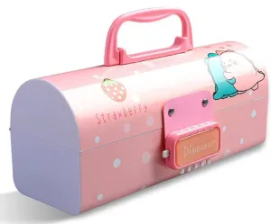 Aara Internationals 3d pink and dino suitcase pencil box