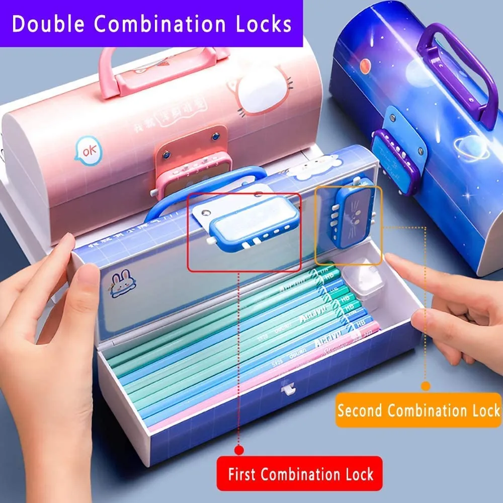 Aara Internationals 3d pink and dino suitcase pencil box