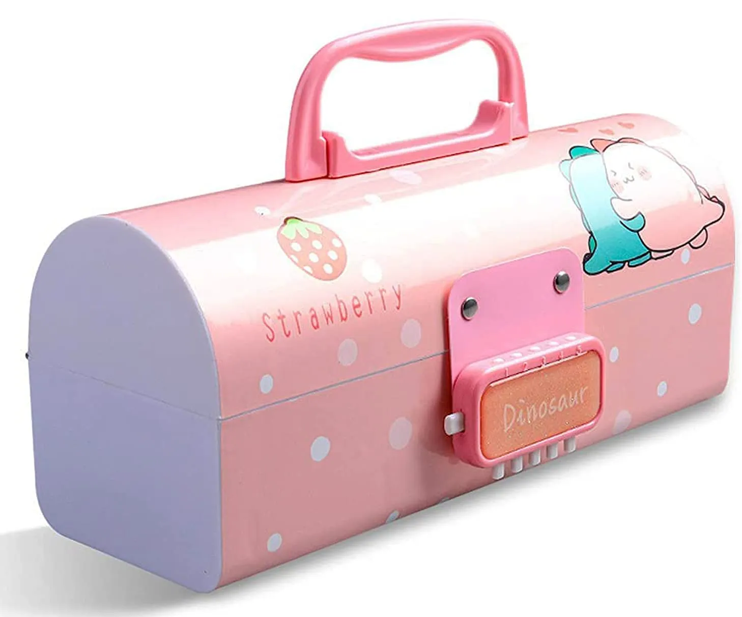 Aara Internationals 3d pink and dino suitcase pencil box