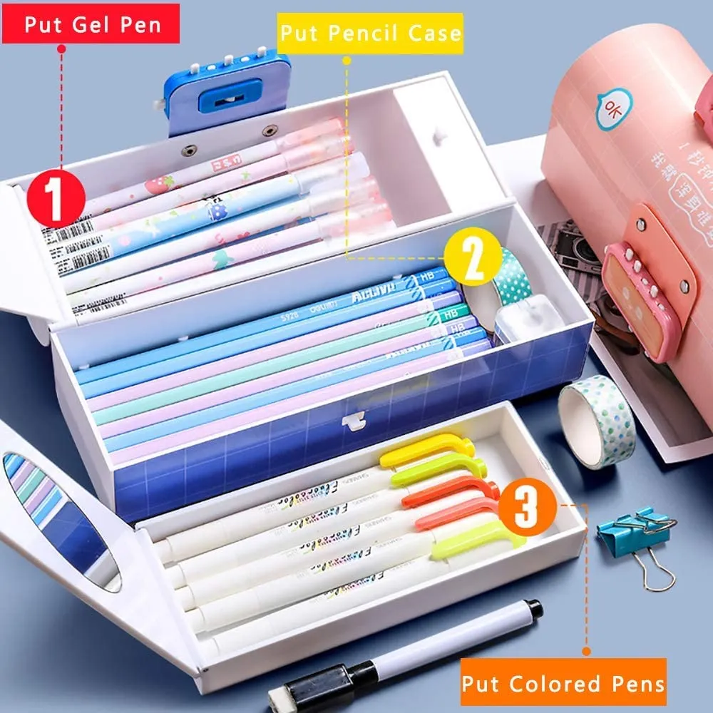 Aara Internationals 3d pink and dino suitcase pencil box