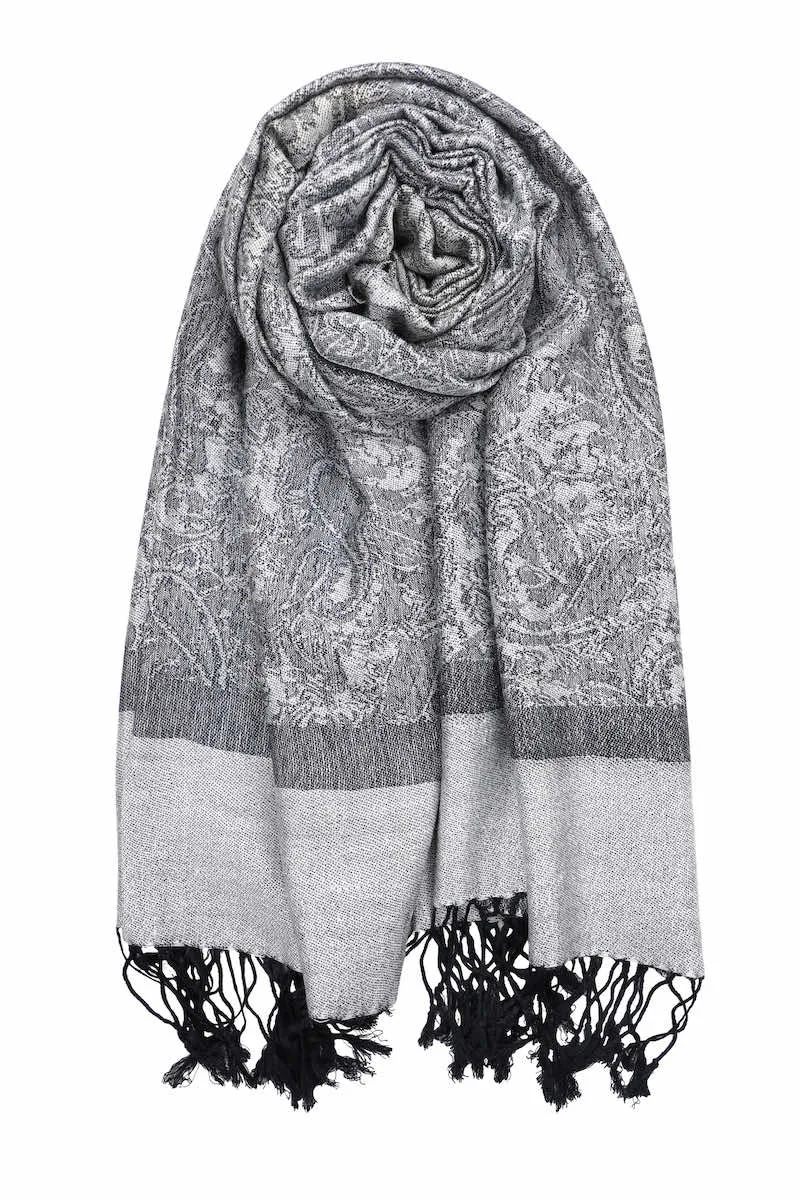 Achillea Light Grey Jacquard Pashmina Scarf