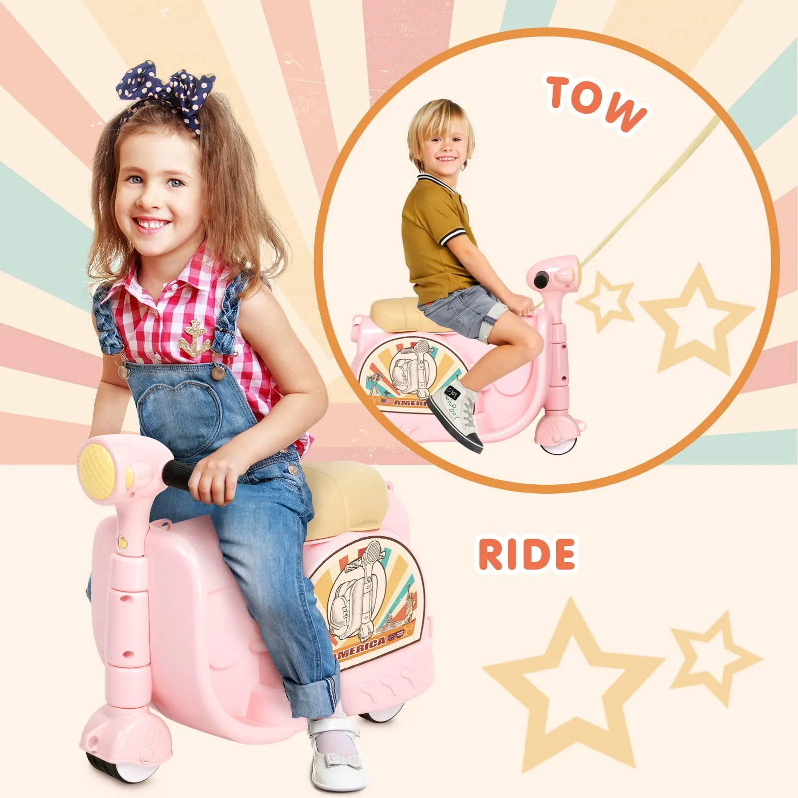Advwin Kids’ Ride-On Suitcase Motorcycle Luggage