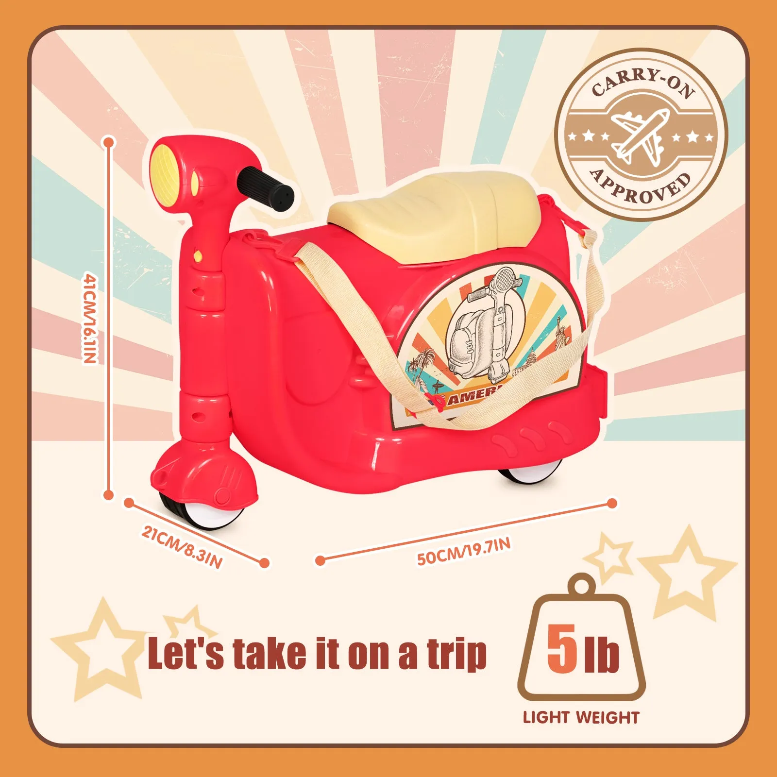 Advwin Kids’ Ride-On Suitcase Motorcycle Luggage