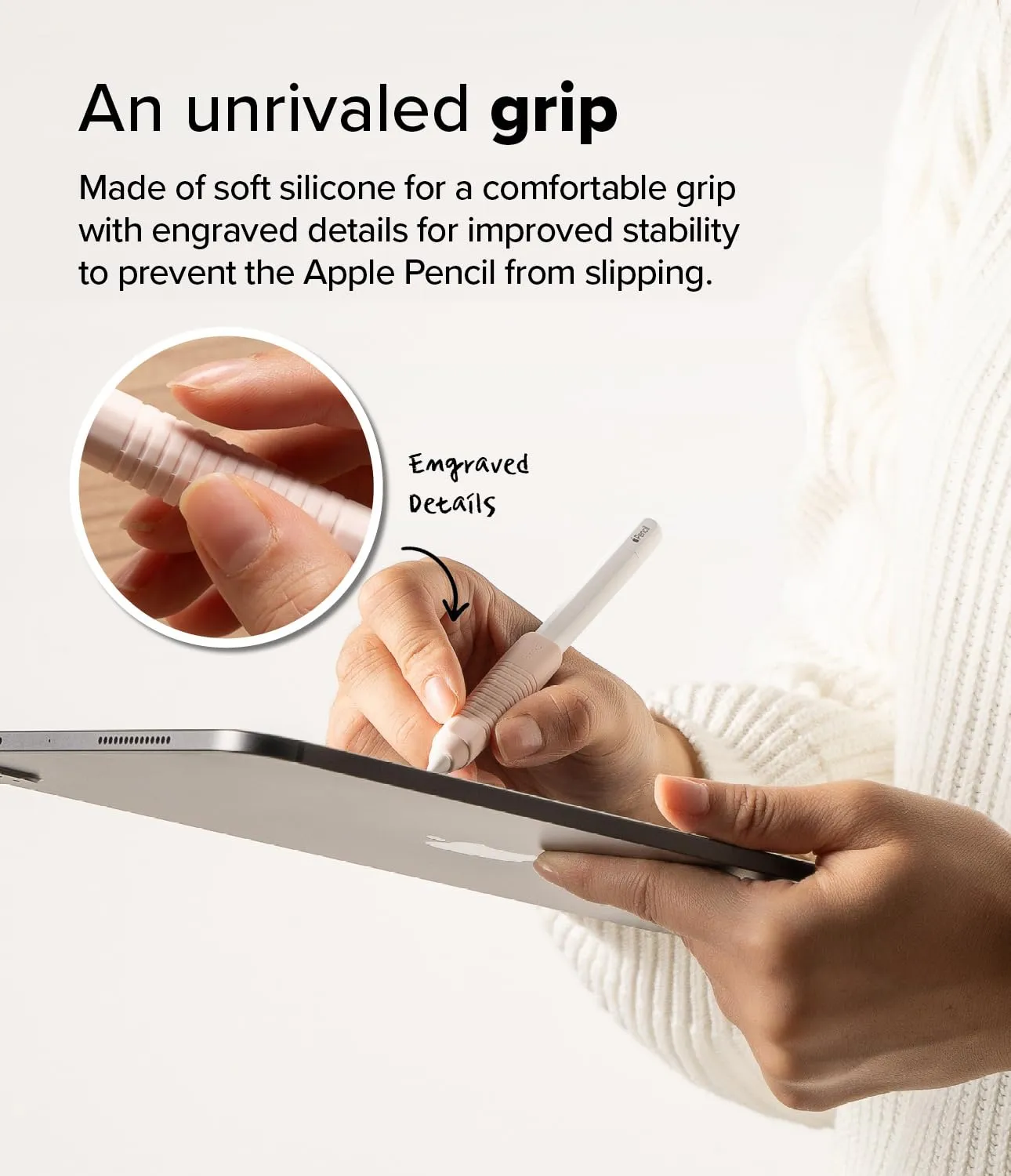 Apple Pencil Pro/USB C / 2nd / 1st Generation Cover, Silicone Drafting Grip Holder - Pink