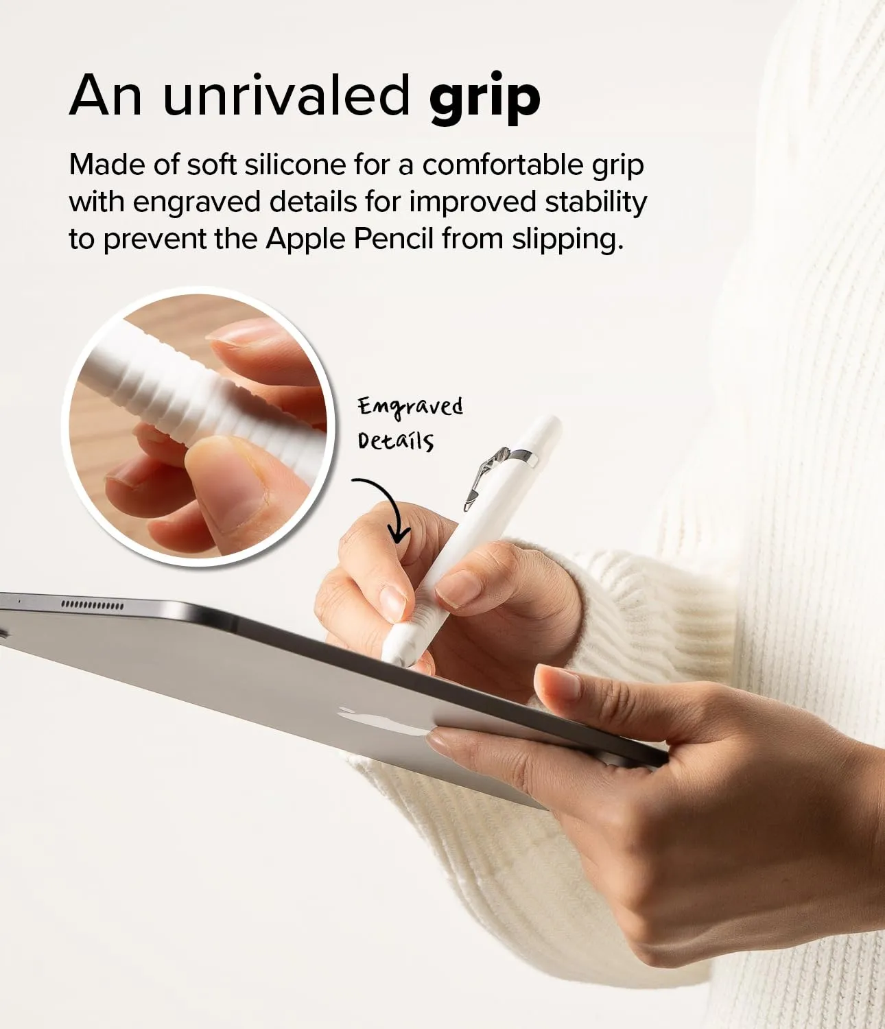 Apple Pencil USB C Case, Silicone Drafting Pencil Case   - White