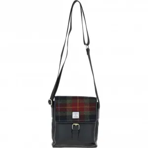 Ashwood Leather x Harris Tweed Bodybag Black/Green/Red