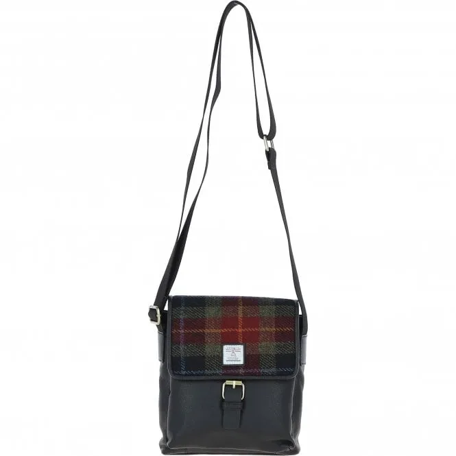 Ashwood Leather x Harris Tweed Bodybag Black/Green/Red