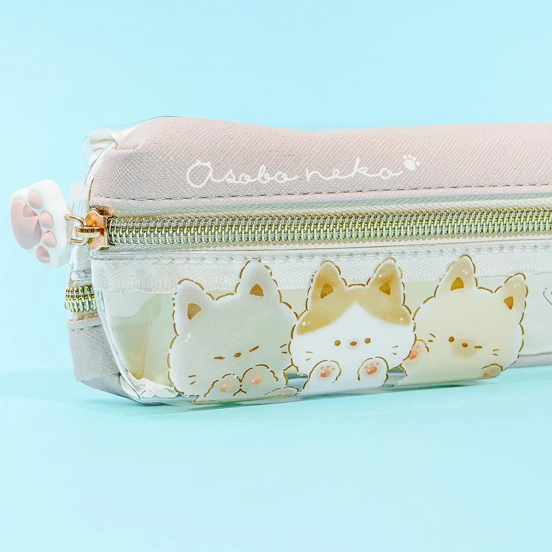 Asobo Neko Zippered Dual Compartment Pen Case