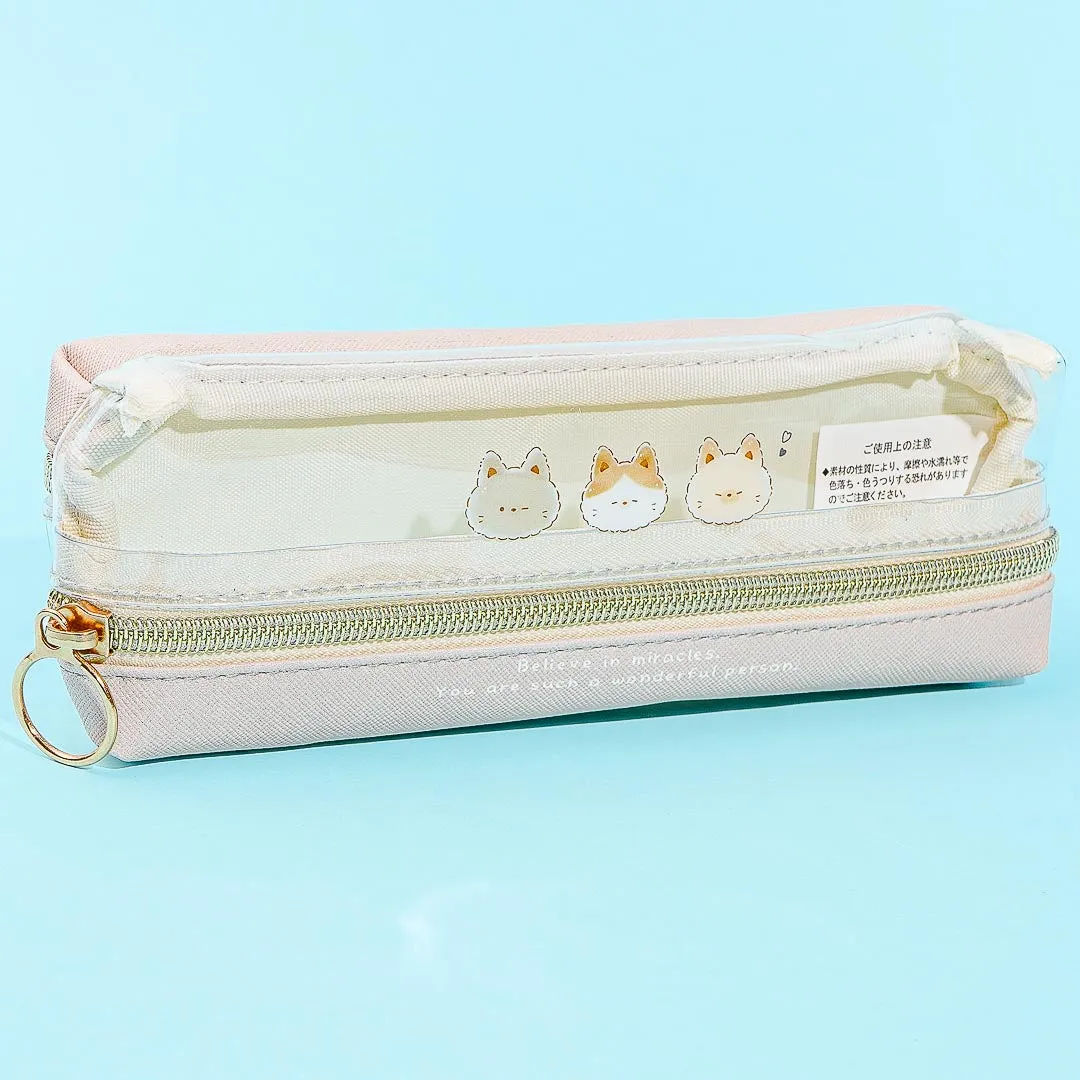 Asobo Neko Zippered Dual Compartment Pen Case