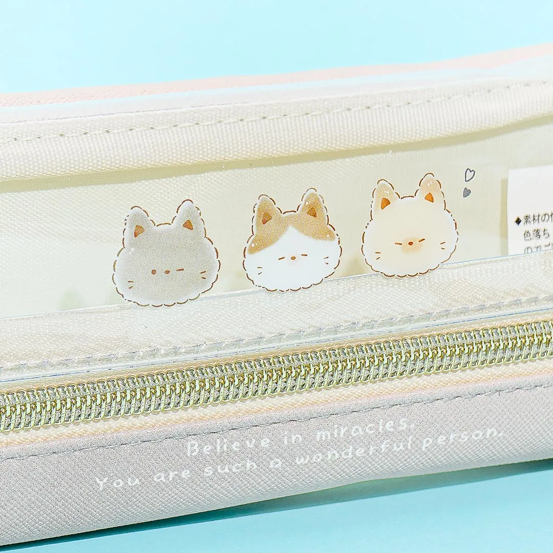 Asobo Neko Zippered Dual Compartment Pen Case