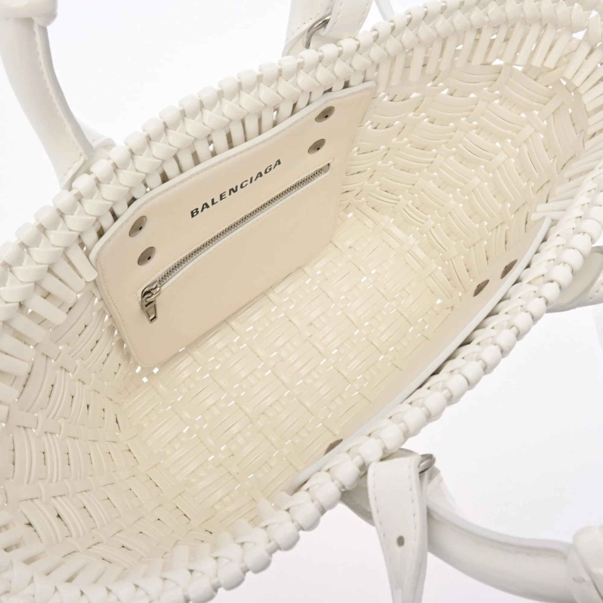 Balenciaga Bistro Basket White Leather Bag