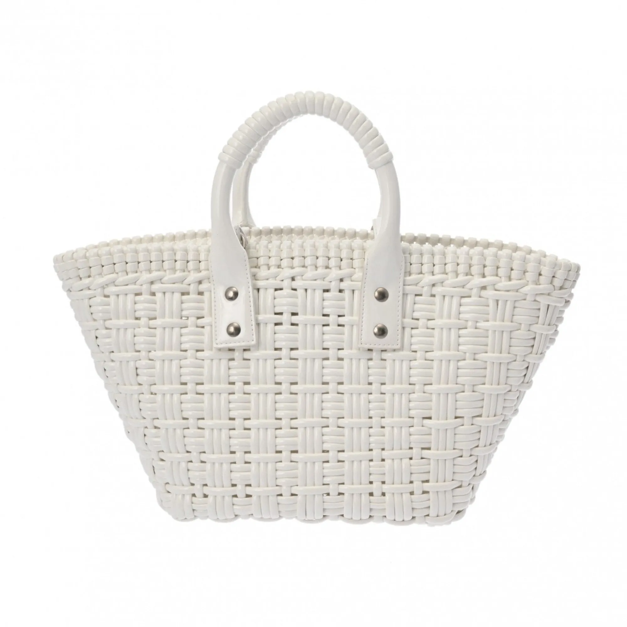 Balenciaga Bistro Basket White Leather Bag