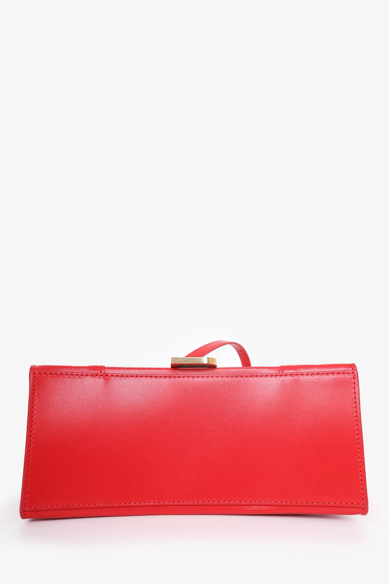 Balenciaga Red Leather Hourglass S Top Handle Bag