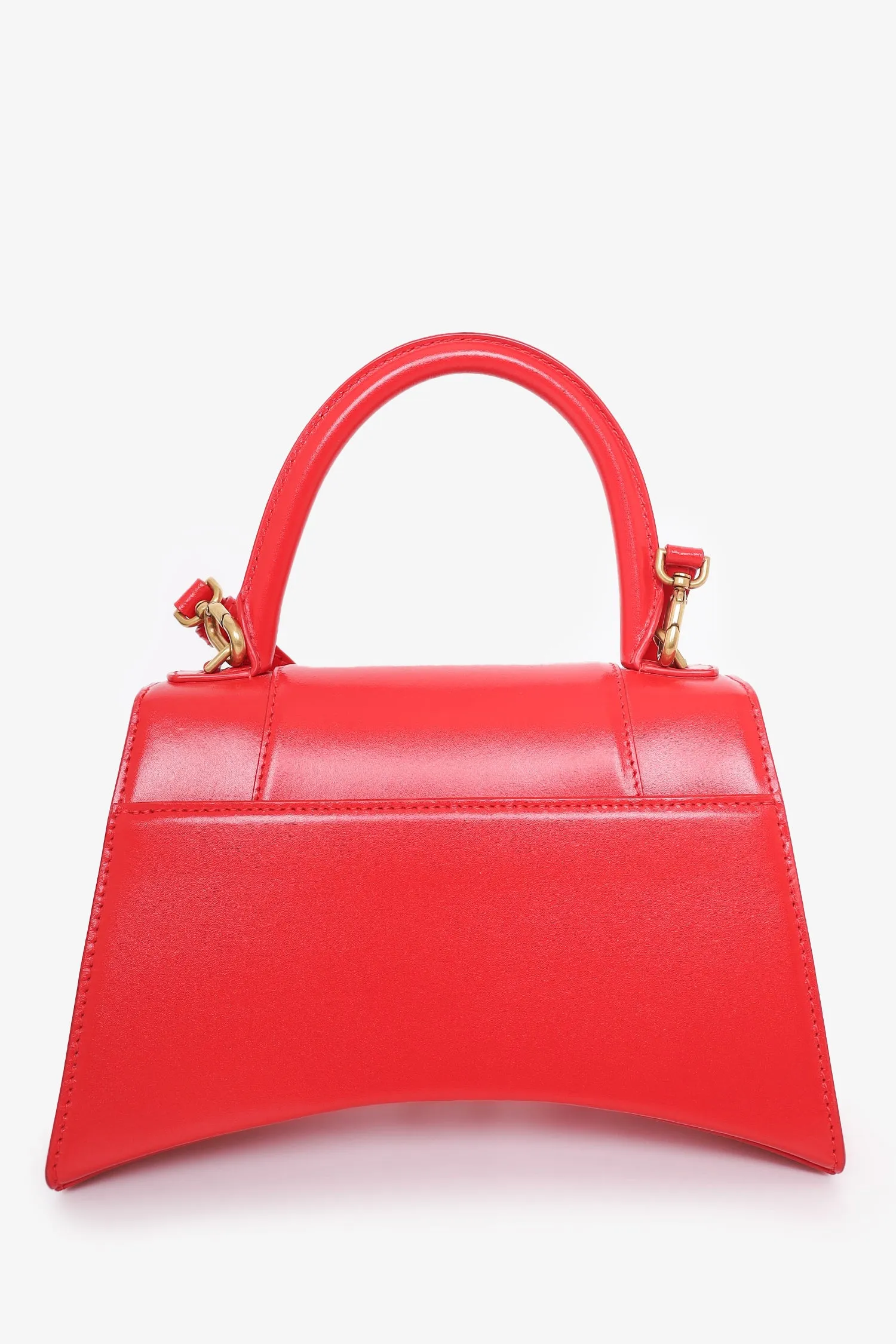 Balenciaga Red Leather Hourglass S Top Handle Bag