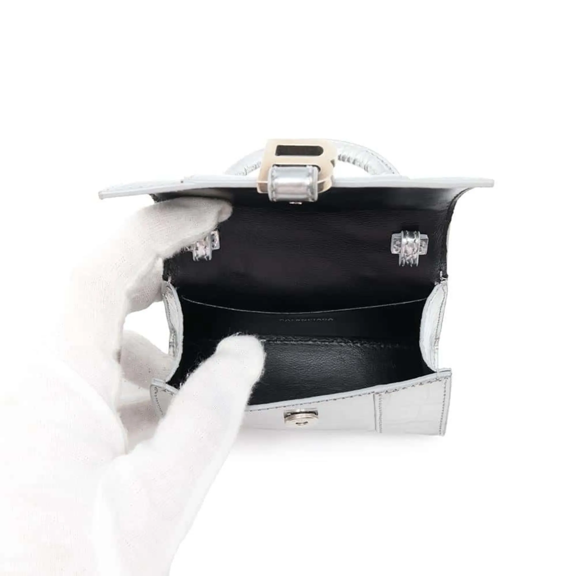 Balenciaga Silver Exotic Leathers Bag