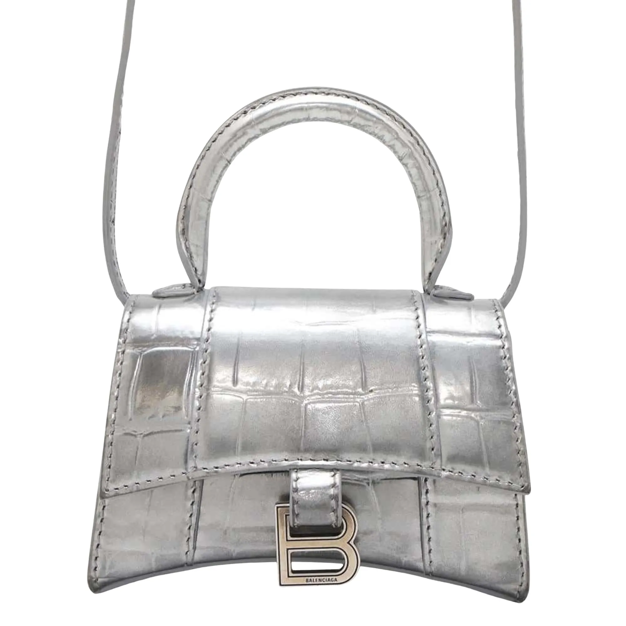 Balenciaga Silver Exotic Leathers Bag
